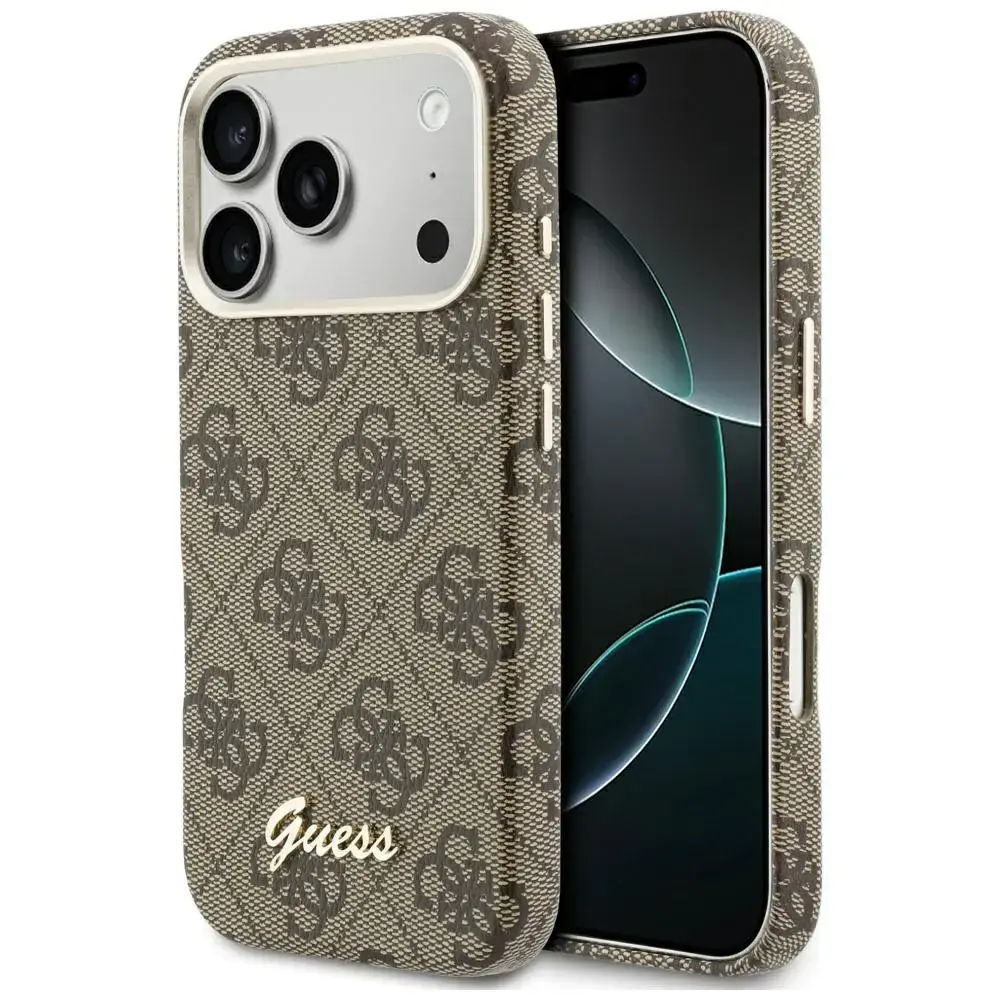 Guess 4G Script maciņš ar MagSafe atbalstu telefonam iPhone 17 Pro Max brūns