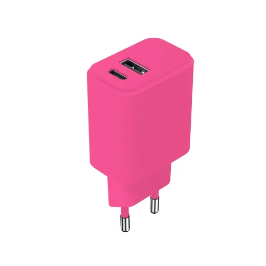 Setty LSIM-AC-206 tīkla lādētājs | 20W | | USB-A, USB-C | rozā