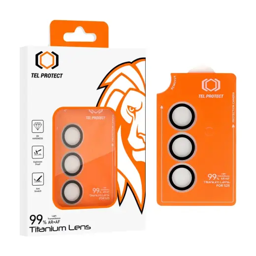Tempered glass Tel Protect Titanium Lens 99% AR on camera for Samsung Galaxy S25 transparent (lens 3 pcs)