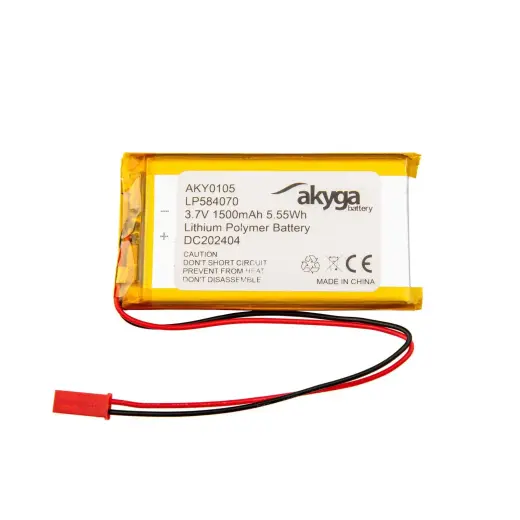 Lithium Polymer Battery Akyga AKY0105 LP584070 Li-Po 3.7V|1500mAh PCM JST 2.54 2-Pin Connector 150mm