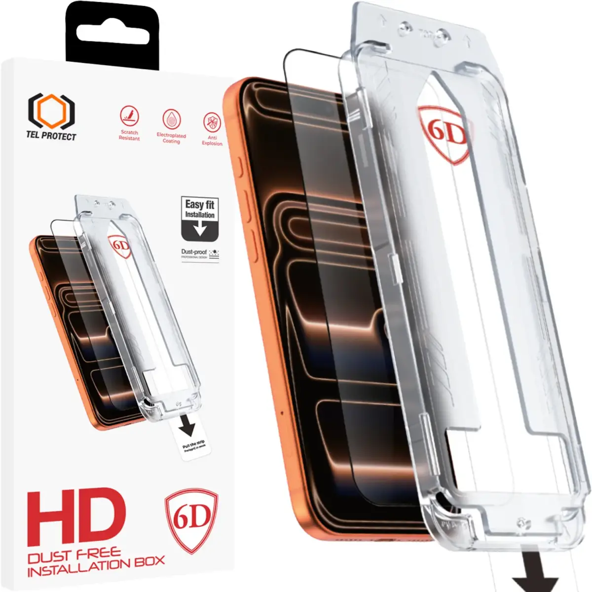 Tel Protect Dust-Free Easy Fit Full Glue 6D Tempered Glass for Iphone 17 Pro black