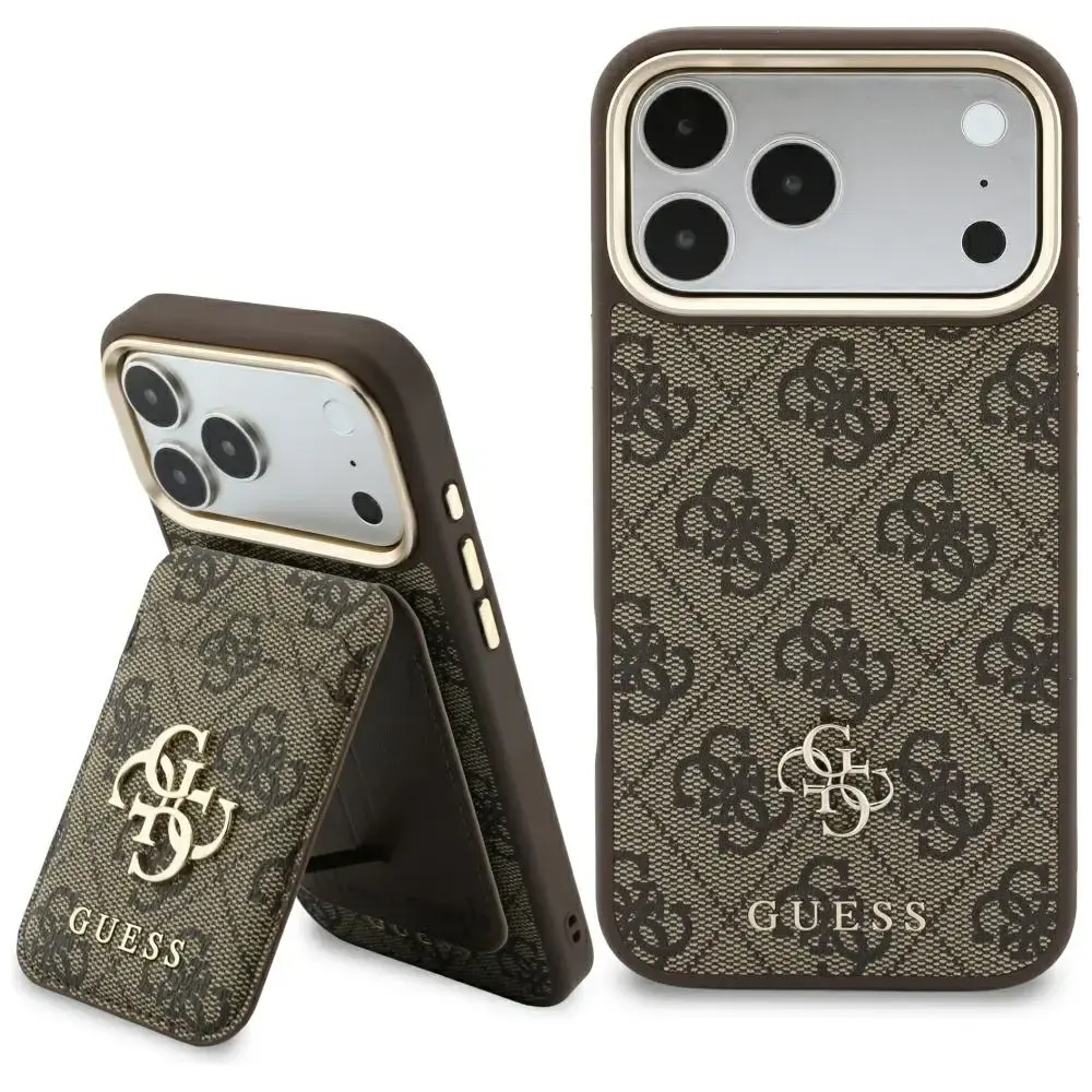Case Guess 4G z portfelem Magsafe for iPhone 18 Pro / 17 Pro brown