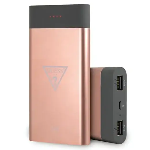 Guess GUL24WPB8TLRG ārējais akumulators (powerbank) | 8000 mAh | 5W | USB-A, Bezvadu | LED ekrāns | rozā