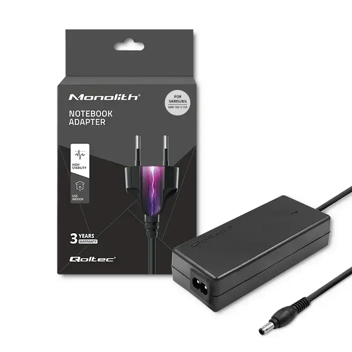 Qoltec Power adapter for laptop Samsung 60W | 19V | 3.15A | 5.5*3.5+pin | +power cable