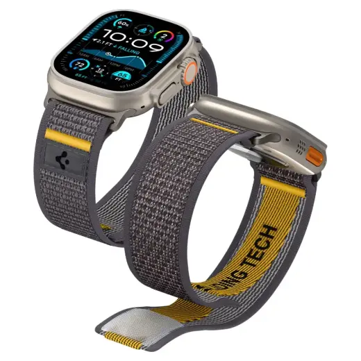 Spigen Athlex Air išmaniojo laikrodžio dirželis Apple Watch 8/9/10/11/SE/Ultra (44/45/46/49 mm) | nailoninis | pilkas