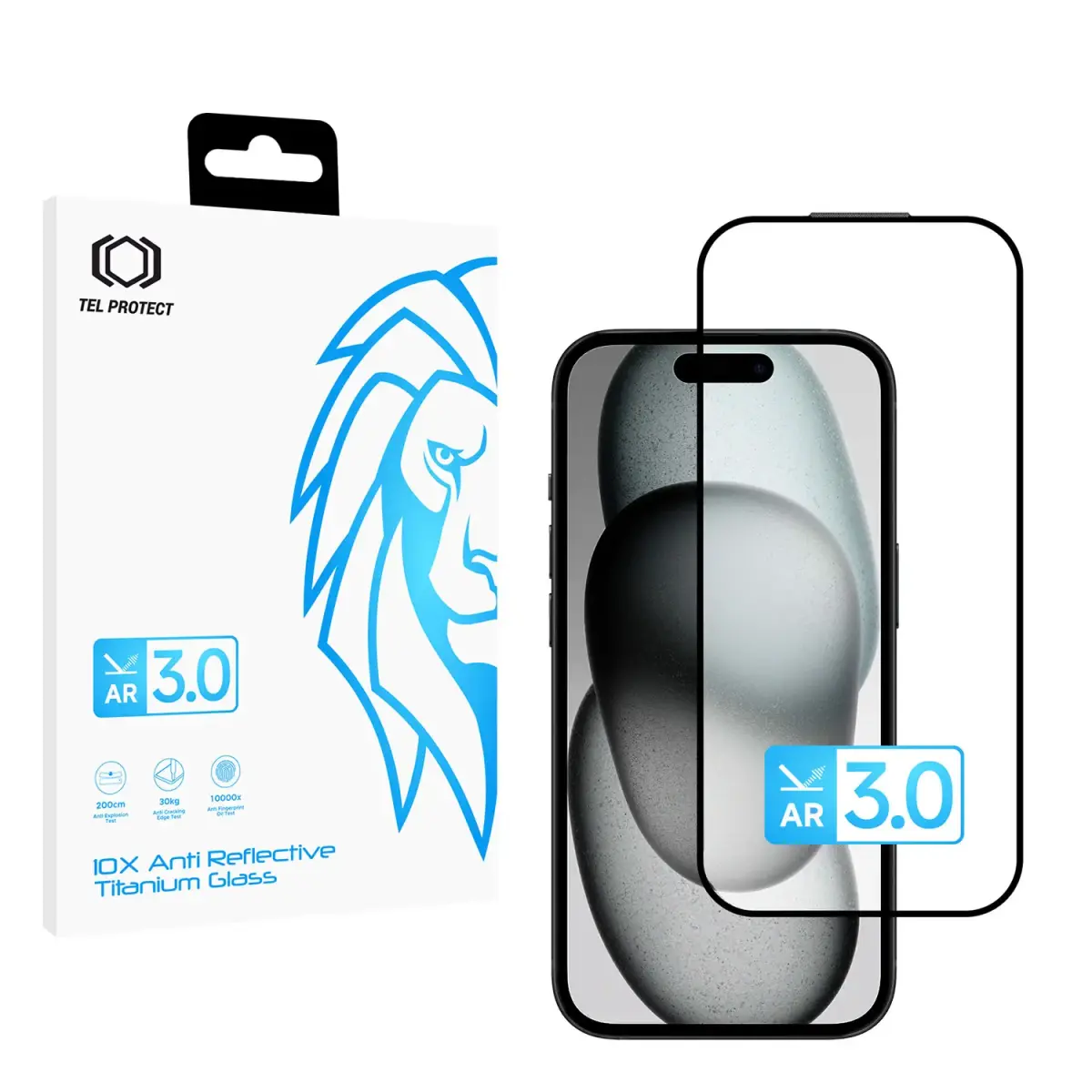 Tel Protect 10X AR 3.0 AntiReflective Titanium aizsargstikls telefona ekrānam iPhone 15