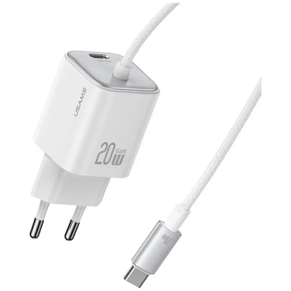 USAMS JC Series CC261 tīkla lādētājs | 20W | GaN | USB-C | balts