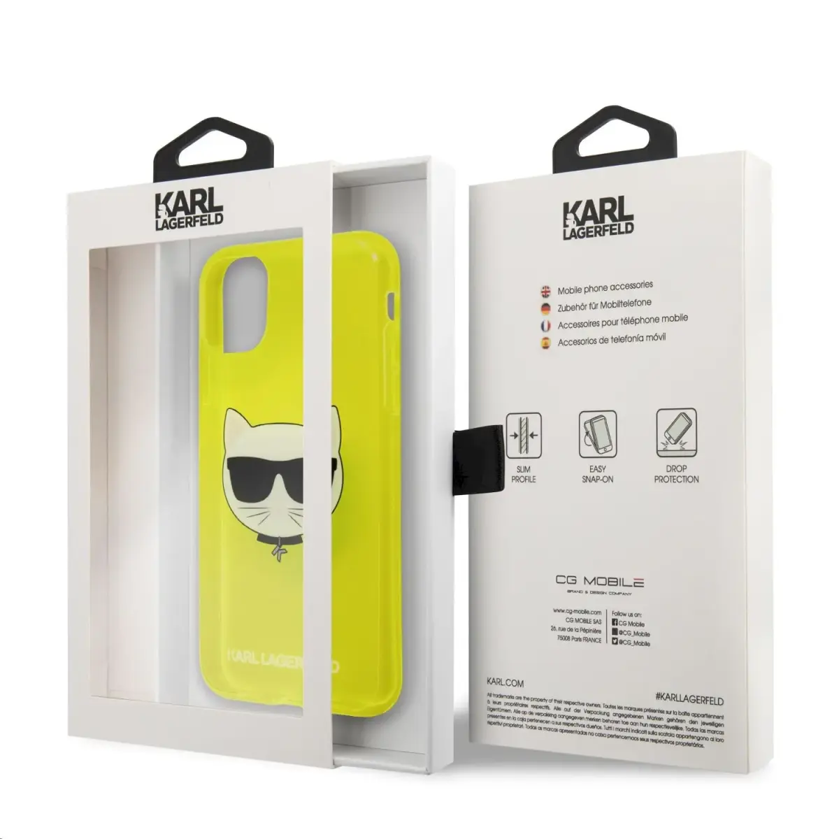 KLHCN61CHTRY Karl Lagerfeld TPU Choupette Head Case for iPhone 11 Fluo Yellow