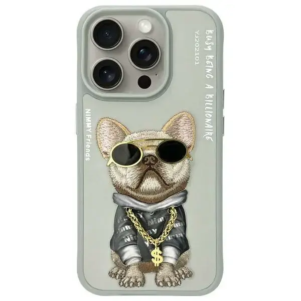 Glasses Cool Dog phone case for iPhone 15 Pro gray