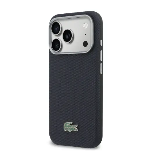 Lacoste Petit Pique Semi Wrap telefono dėklas su MagSafe palaikymu iPhone 17 Pro tamsiai mėlynas
