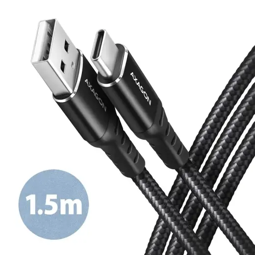 Axagon BUCM-AM15AB datu pārraides un uzlādes vads | USB-A uz USB-C | 1.5m