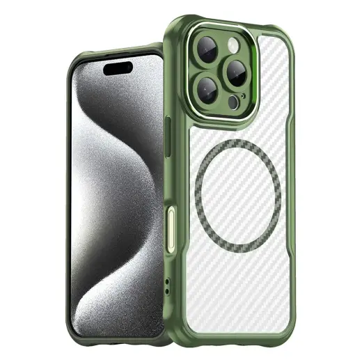 „Leading Series“ telefono dėklas su „MagSafe“ palaikymu, skirtas „iPhone 16 Pro Max“, žalias