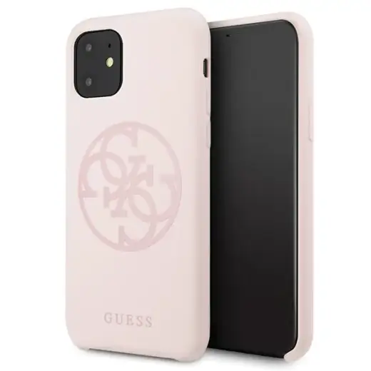 GUHCN61LS4GLP Guess 4G Silicone Tone Cover for iPhone 11 Light Pink