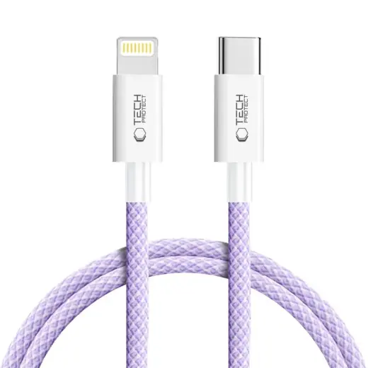 Tech-Protect Ultraboost Lite datu pārraides un uzlādes vads | USB-C uz Lightning | 27W | 1m | mauve