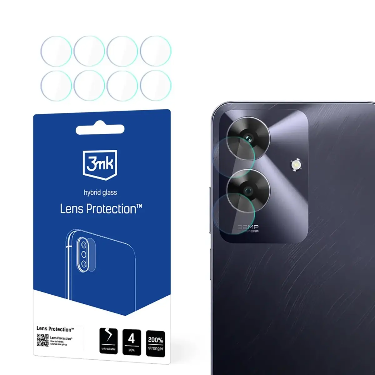 Hybrid Glass for Camera Lens 3mk Lens Protection for Realme Note 60