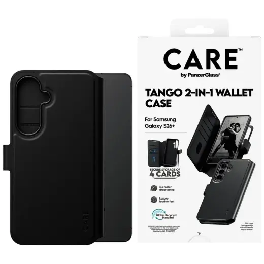 CARE by PanzerGlass Tango 2-in-1 raamatutüüpi telefoni ümbris Samsung Galaxy S26+ (S947) must