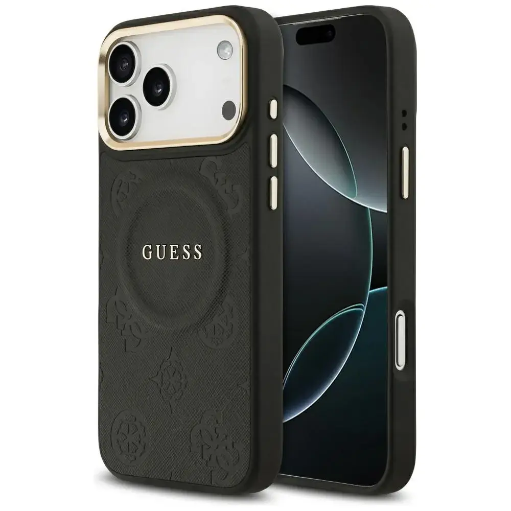 Case Guess Peony Hot Stamp MagSafe for iPhone 17 Pro Max black