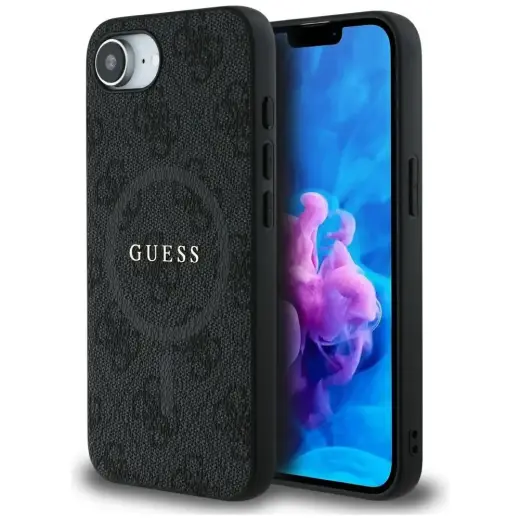 Case Guess 4G Ring Classic Logo MagSafe for iPhone 16e black