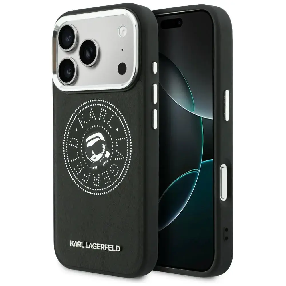 Karl Lagerfeld Point & Karl Sketch maciņš ar MagSafe atbalstu telefonam iPhone 17 Pro melns