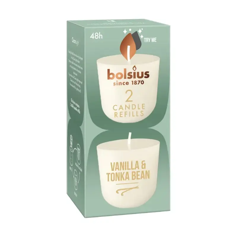 Sveces Clean Light uzpildes sveces 2 gab. vanilla&tonka bean