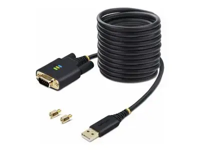 StarTech.com 10ft (3m) USB to Serial Adapter Cable, Interchangeable DB9 Screws|Nuts, COM Retention, USB-A to DB9 RS232, FTDI IC, Level-4 ESD Protection, Windows|macOS|ChromeOS|Linux - Rugged TPE Construction (1P10FFC-USB-SERIAL) - USB | serial cable - USB