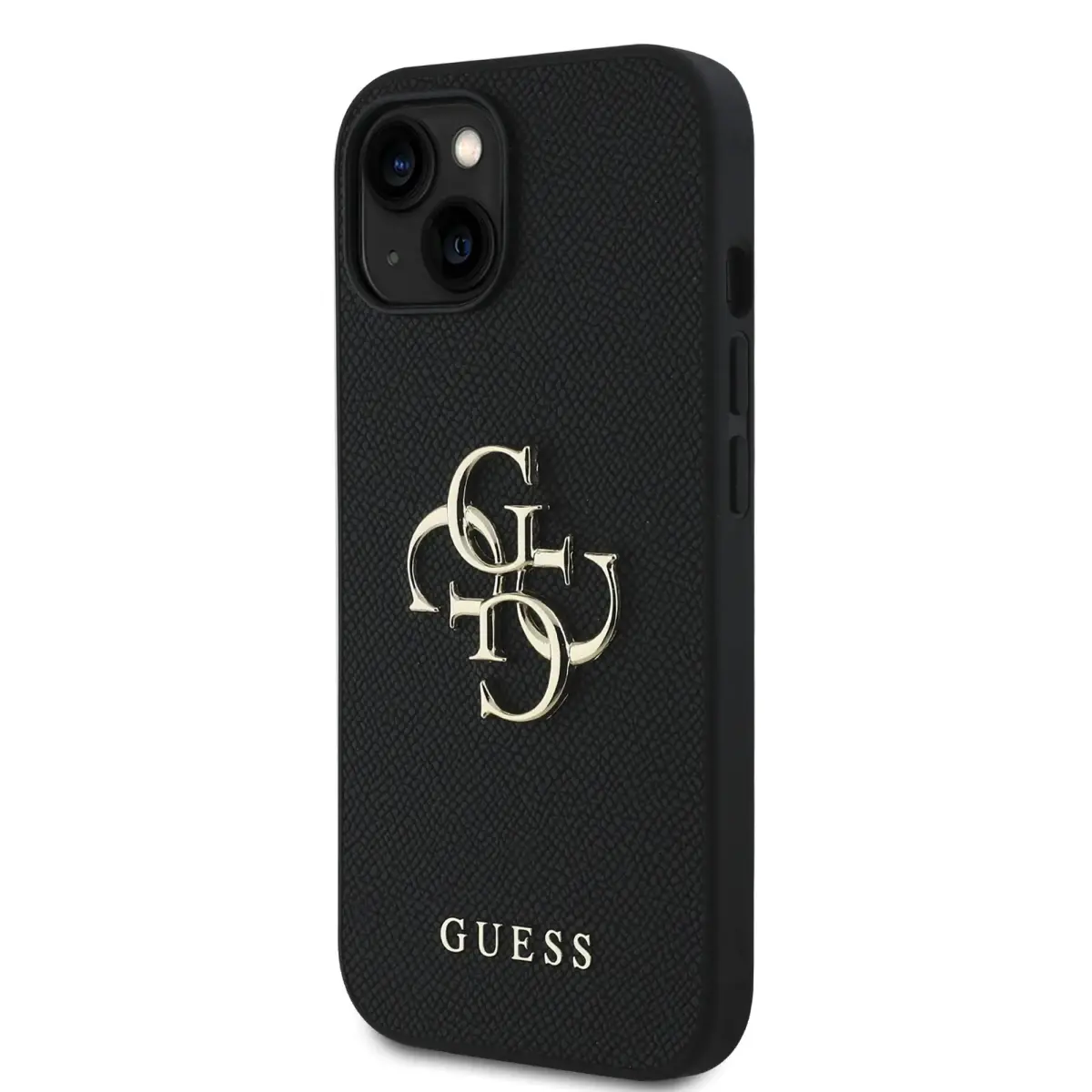 Guess PU Grained 4G Metal Logo Case for iPhone 13 Black