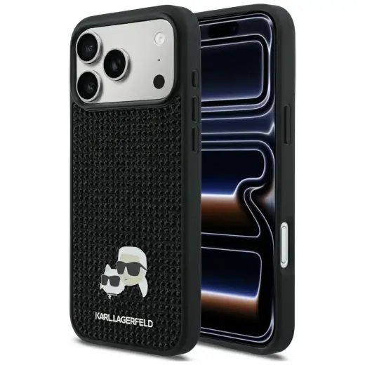 Karl Lagerfeld Rhinestones Karl&Choupette Pin чехол для телефона iPhone 17 Pro Max черный