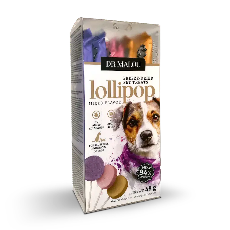 Gardumi suņiem - DR Malou, Freeze-dried meat lollipops for dogs - mix of flavors 48g (6gab)