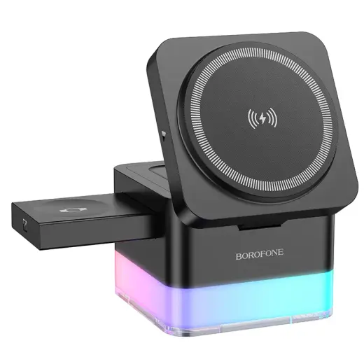 Borofone Wireless induction charger BQ34 Square 3 in 1 15W black