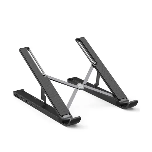 Ugreen X-Kit foldable laptop stand HUB USB Type C - 2x USB 3.2 Gen 1 / HDMI 4K 30 Hz 3D / SD and microSD card reader black (80551)