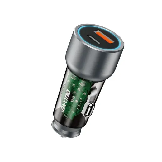 Dudao automašīnas lādētājs | 30W | PD, QC | USB-C, USB-A | pelēks