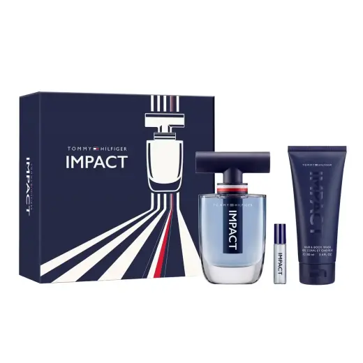 Set Tommy Hilfiger: Impact, Eau De Toilette, For Men, 50 ml + Impact, Eau De Toilette, For Men, 4 ml + Impact, Shower Gel, Body, 100 ml