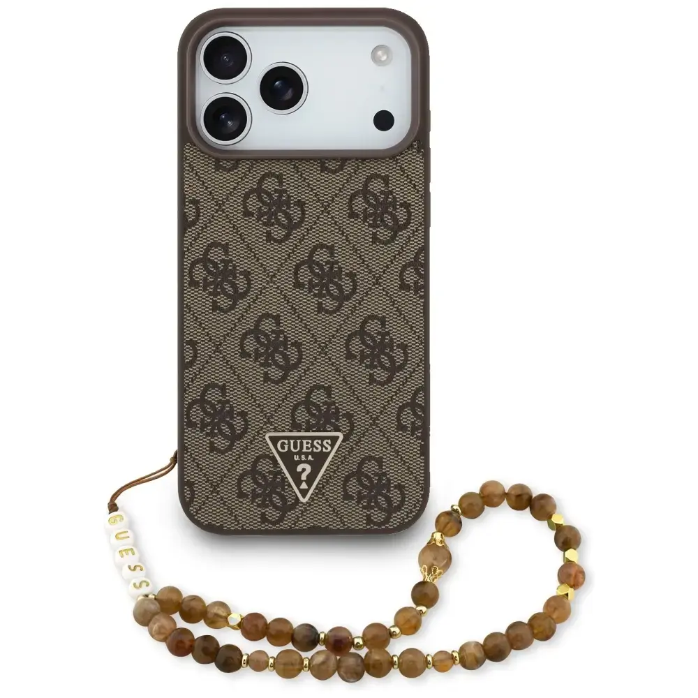 Etui Guess 4G Strap Triangle Logo         MagSafe do iPhone 17 Pro Max brązowy