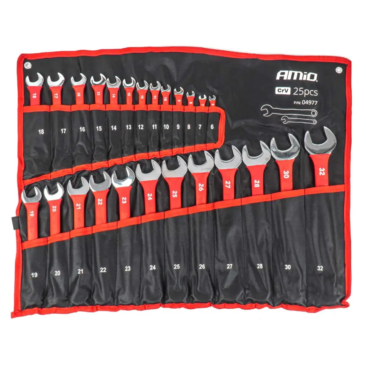 Combination spanners CRV 6-32mm 25 pcs. AMIO-04977