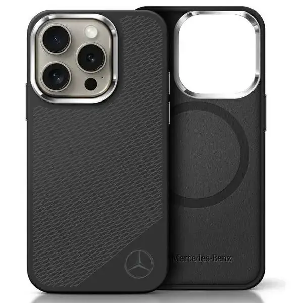 Mercedes MEHMP16X23SUGDK iPhone 16 Pro    Max 6.9" czarny|black hardcase Silicone Tonal Logo Wood Pattern MagSafe