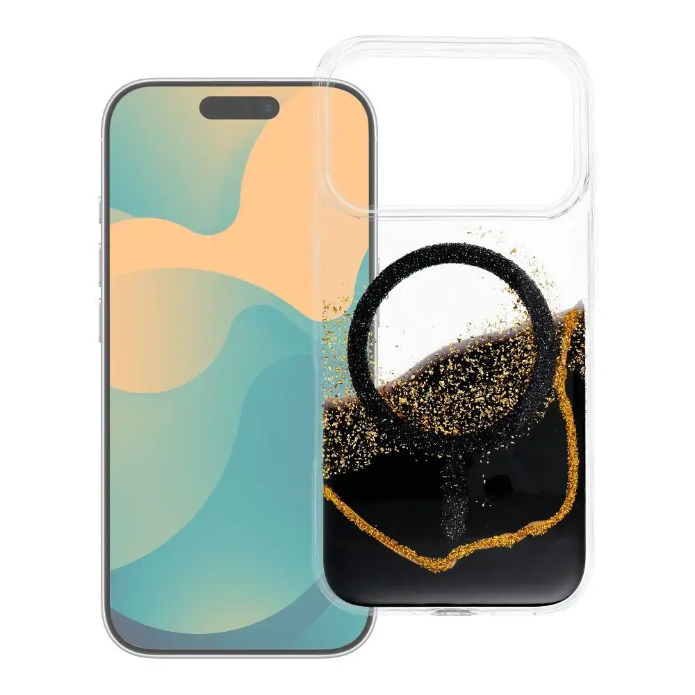 Case for iPhone 15 Golden compatible with MagSafe black