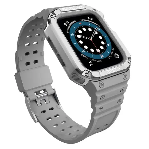 Protect Strap Band Band with Case for Apple Watch 7 | SE (41|40 | 38mm) Case Armored Watch Cover Gray