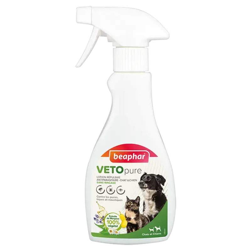 Līdzeklis pret blusām, ērcēm, odiem - Beaphar Veto Pure, bio aerosols, 250 ml