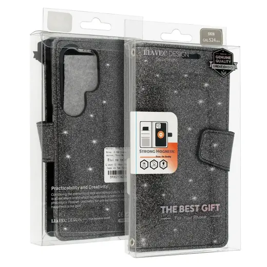 Glitter Magsafe Book Case for Samsung Galaxy S23 Plus black