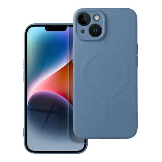 Silicone Mag Cover phone case with MagSafe support for iPhone 14 blue