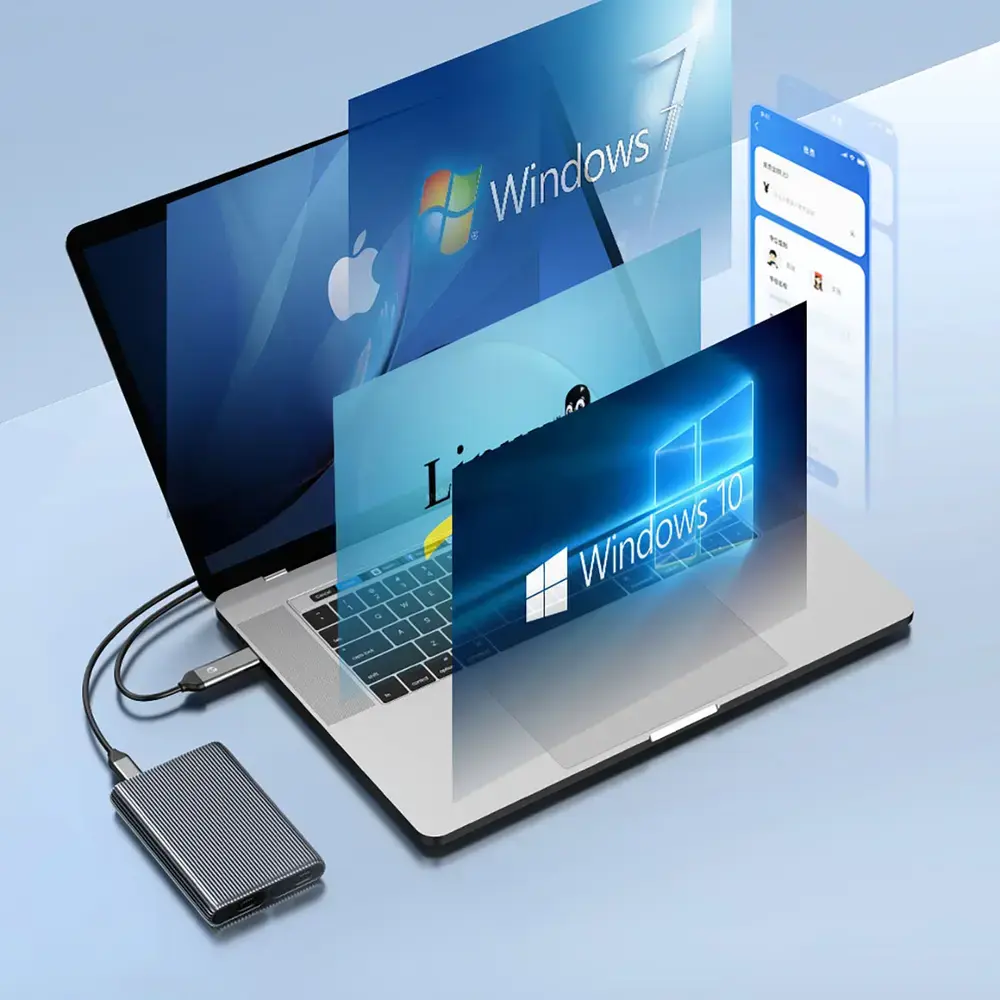 Kieszeń dyskowa podwójna Orico AM2C3-2SN na dwa dyski M.2 SATA+NVME USB-C 3.2 6Gb/s / 10Gb/s - szara