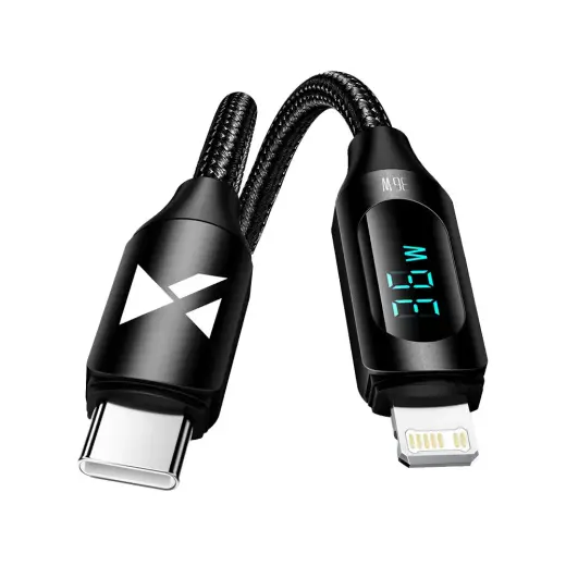 Wozinsky WUCLC1 data transfer and charging cable | USB-C to Lightning | 36W | with LED display | 1m | black