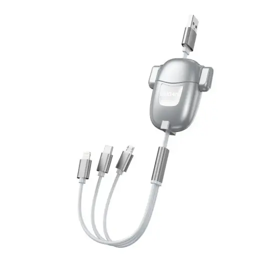 Dudao L8Pro 3-in-1 data transfer and charging cable | USB-A to Micro USB, USB-C, Lightning | 15W | 0.25m-1.1m | gray