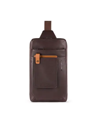 Piquadro, Tallin, Leather, Textile Bag, Mono Sling, Brown, For Men, 20 x 33 x 5 cm