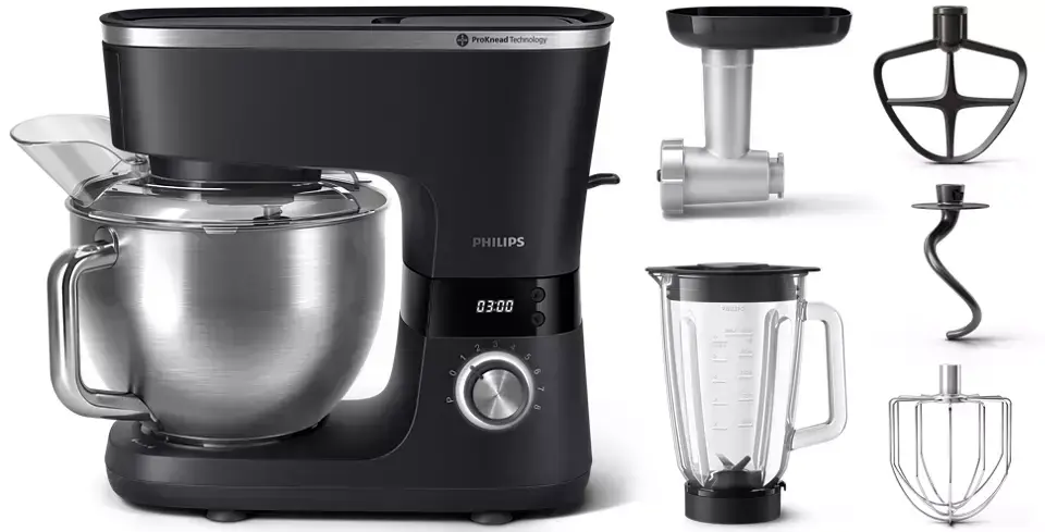 PHILIPS Food processor with accessories, 1000W, black