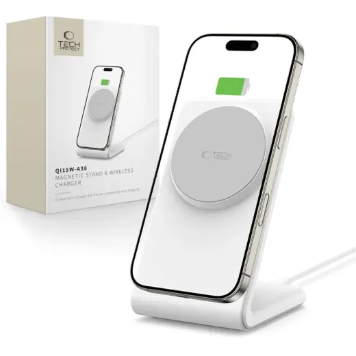 Tech-Protect QI15W-A38 belaidis įkroviklis | Qi | Suderinama su MagSafe | 15W | baltas