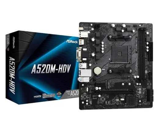Motherboard A520M-HDV AM4 2DDR4 HDMI|DVI|VGA M.2 mATX