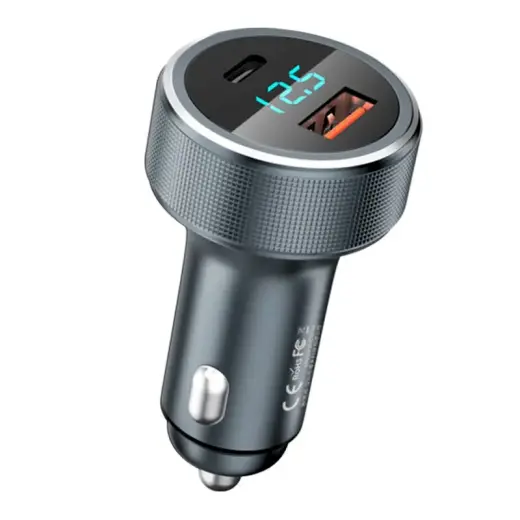 REMAX Salo dual port car charger USB | USB Type C 58.5W 4,5A  Power Deliver Quick Charge silver (RCC215)