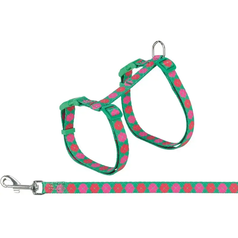 Krūšu siksna ar pavadu kaķiem - Trixie Cat harness with lead, flower power, 35–59 cm/13 mm