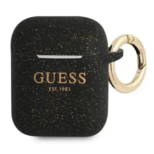 Guess GUA2SGGEK AirPods 1|2 cover czarny|black Silicone Glitter